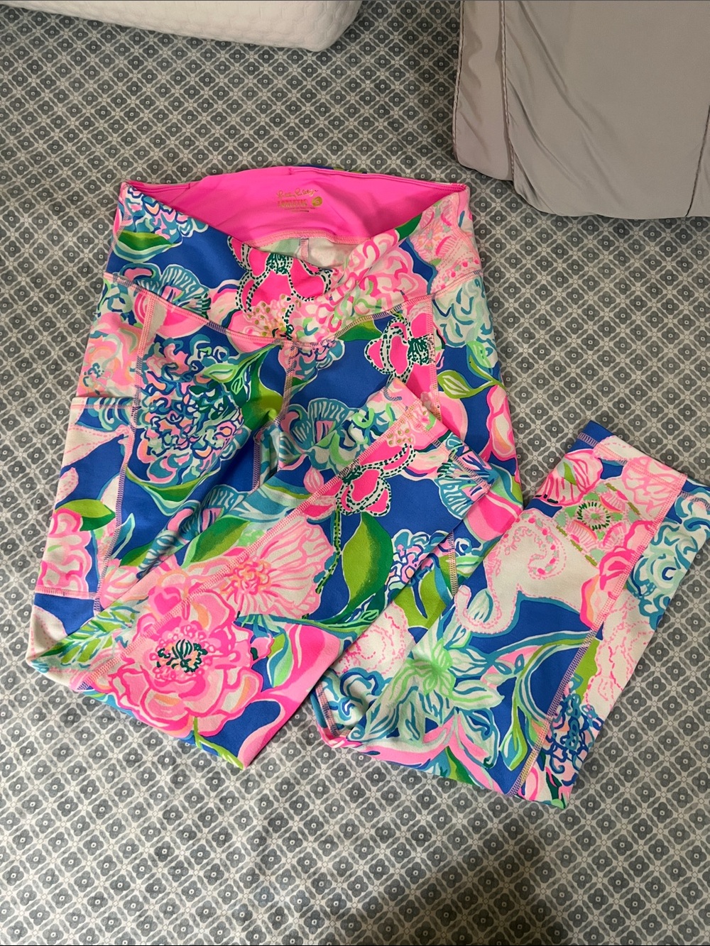 Lilly Pulitzer Neon Pink, Royal Blue & Green Floral Leggings